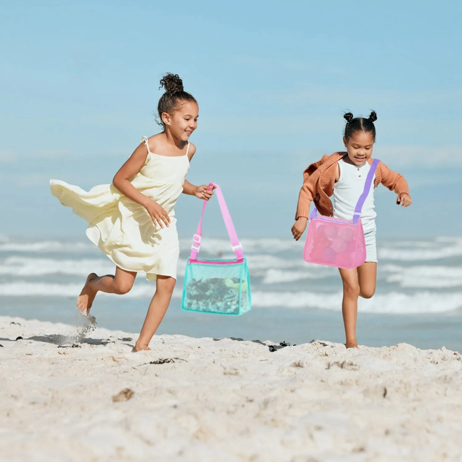 3-Pieces: Beach Mesh Bags Seashell Sand Tote Bag