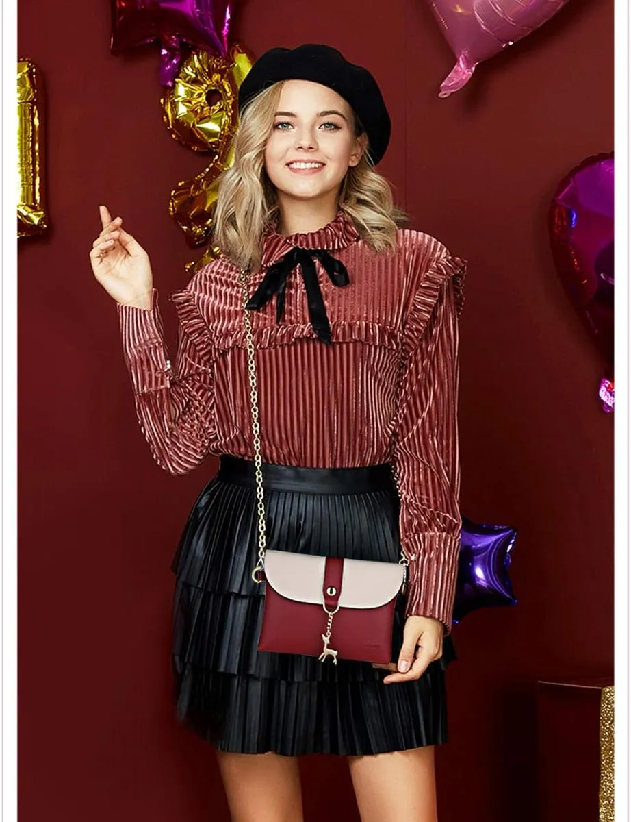 AISPARKY Small Crossbody Purse,PU Leather Small Purse for Womens and Girls With Pendant With Strap/Gold Chain Strap