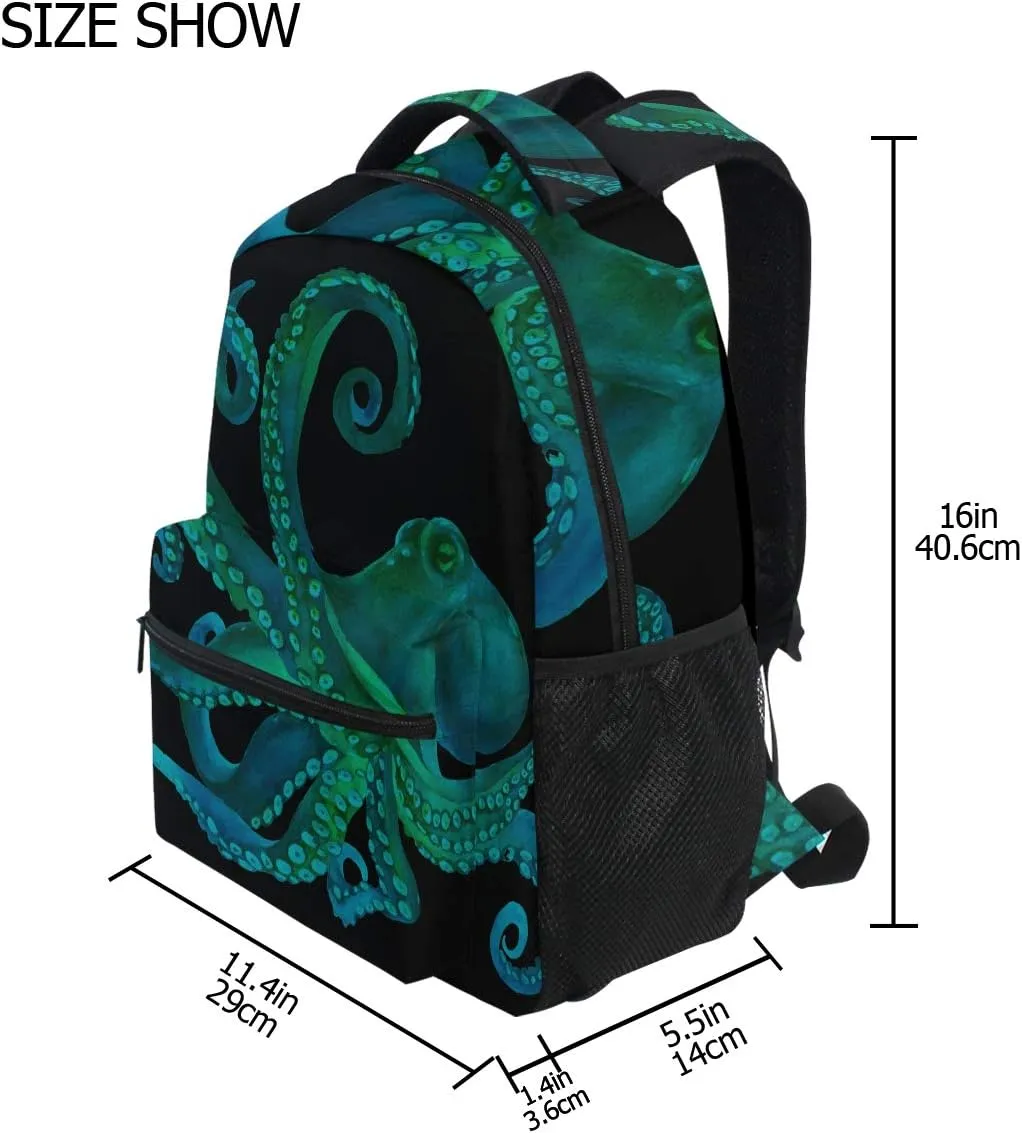 ALAZA Watercolor Octopus Large Backpack for Kids Boys Girls Student Personalized Laptop iPad Tablet Travel School Bag with Multiple Pockets
