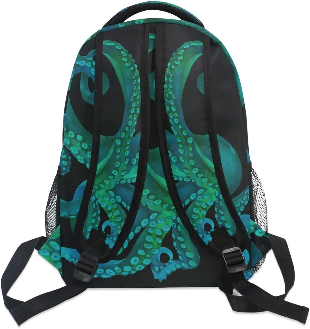 ALAZA Watercolor Octopus Large Backpack for Kids Boys Girls Student Personalized Laptop iPad Tablet Travel School Bag with Multiple Pockets