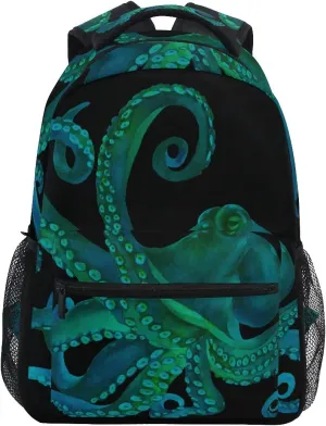 ALAZA Watercolor Octopus Large Backpack for Kids Boys Girls Student Personalized Laptop iPad Tablet Travel School Bag with Multiple Pockets