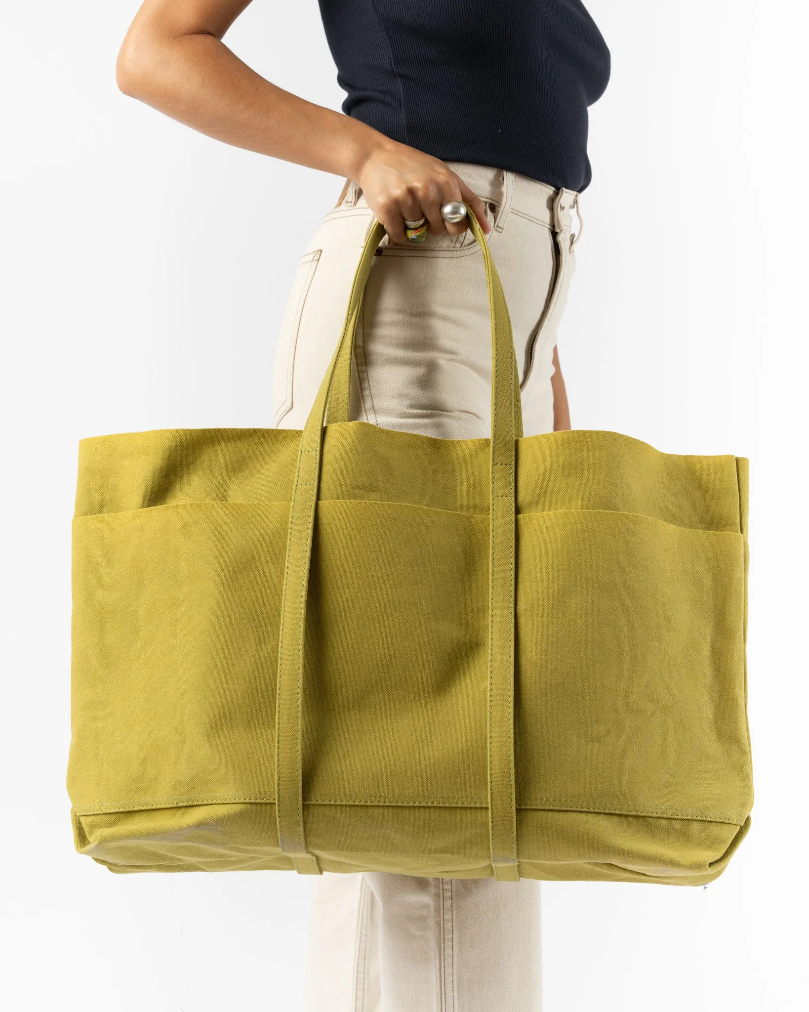 Amiacalva Large Light Ounce Canvas Tote in Lime
