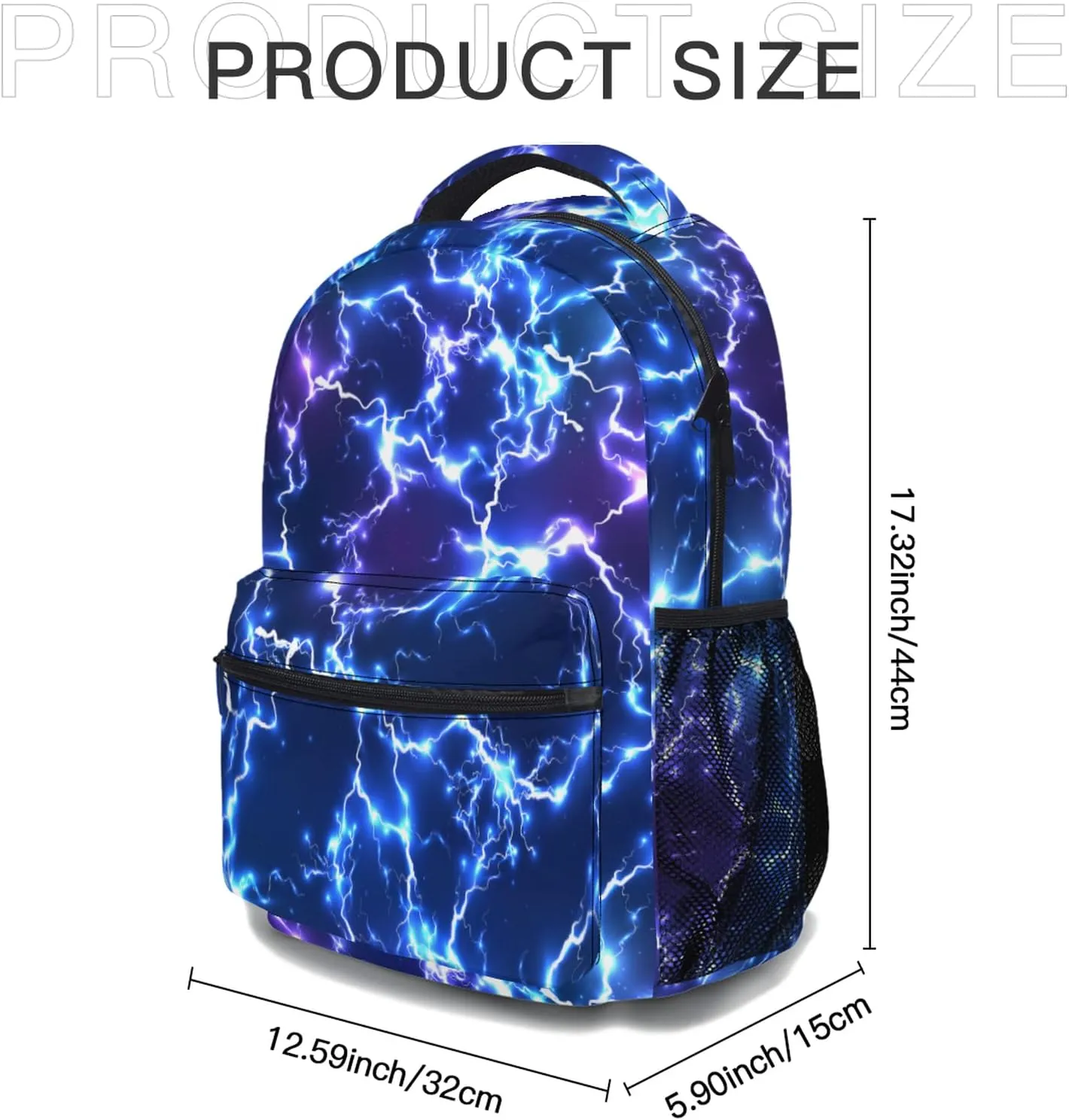 aportt Blue Backpack for Boys Girls Cool Lightning Durable Casual Basic Kids Bookbag Lightweight School Bag for Teens Students Travel Hiking Camping Daypack