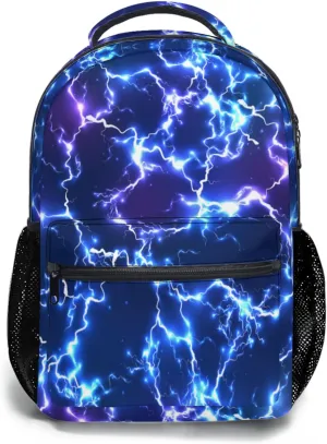 aportt Blue Backpack for Boys Girls Cool Lightning Durable Casual Basic Kids Bookbag Lightweight School Bag for Teens Students Travel Hiking Camping Daypack