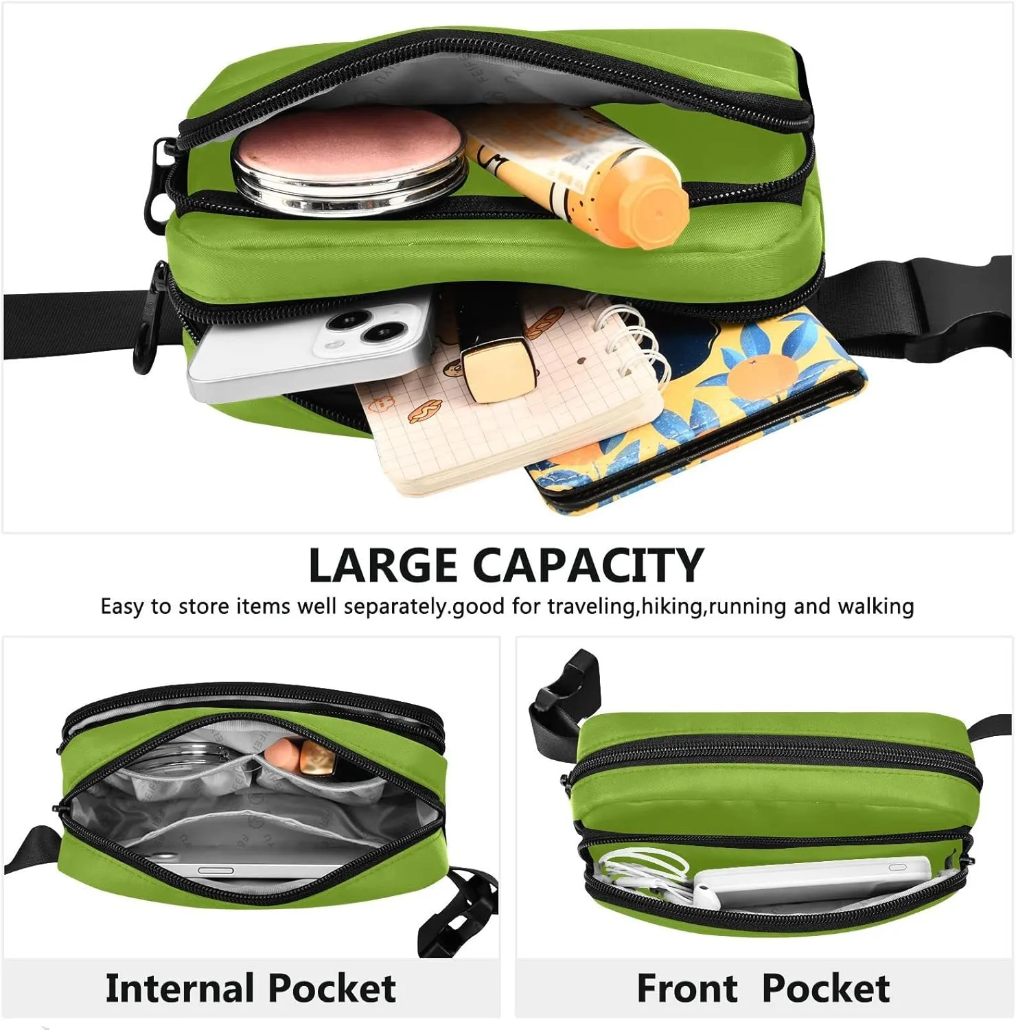 Apples Green Fanny Packs for Women Men, Crossbody Bags Fashionable Running Waist Packs with Adjustable Strap for Traveling Apples Green