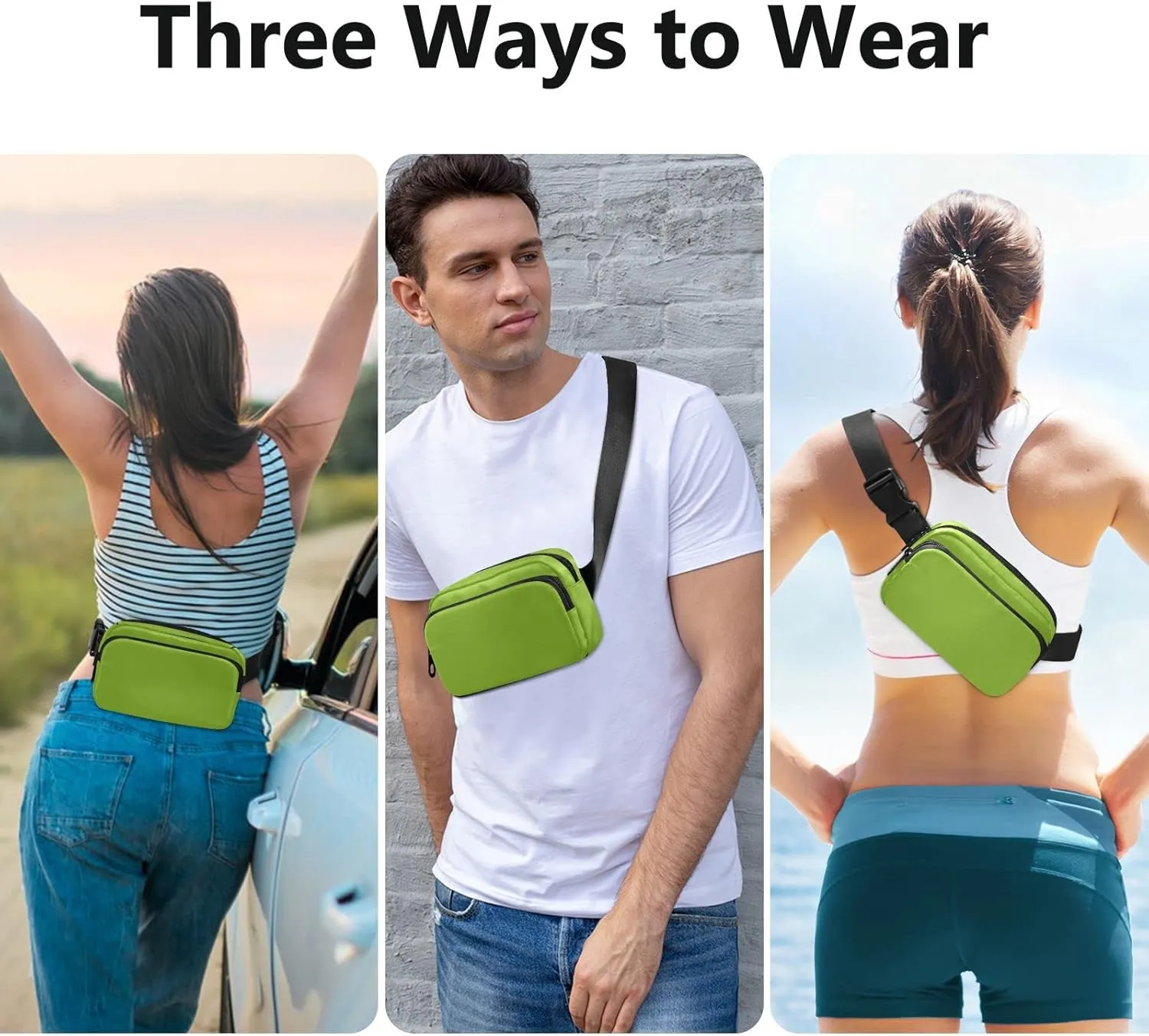 Apples Green Fanny Packs for Women Men, Crossbody Bags Fashionable Running Waist Packs with Adjustable Strap for Traveling Apples Green