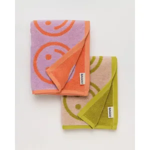 Baggu - Hand towels set of 2 - Lilac Ochre Happy
