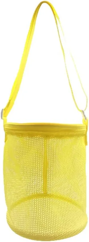Beach Mesh Bag Shell Collecting Bucket Bags with Adjustable Shoulder Strap Foldable Large Childrens Toy Storage Bag Beach Sand Toy Bucket Bags for Storage of Toys Shells Clothes and Towels Type 1