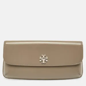 Beige Leather Diana Flap Clutch