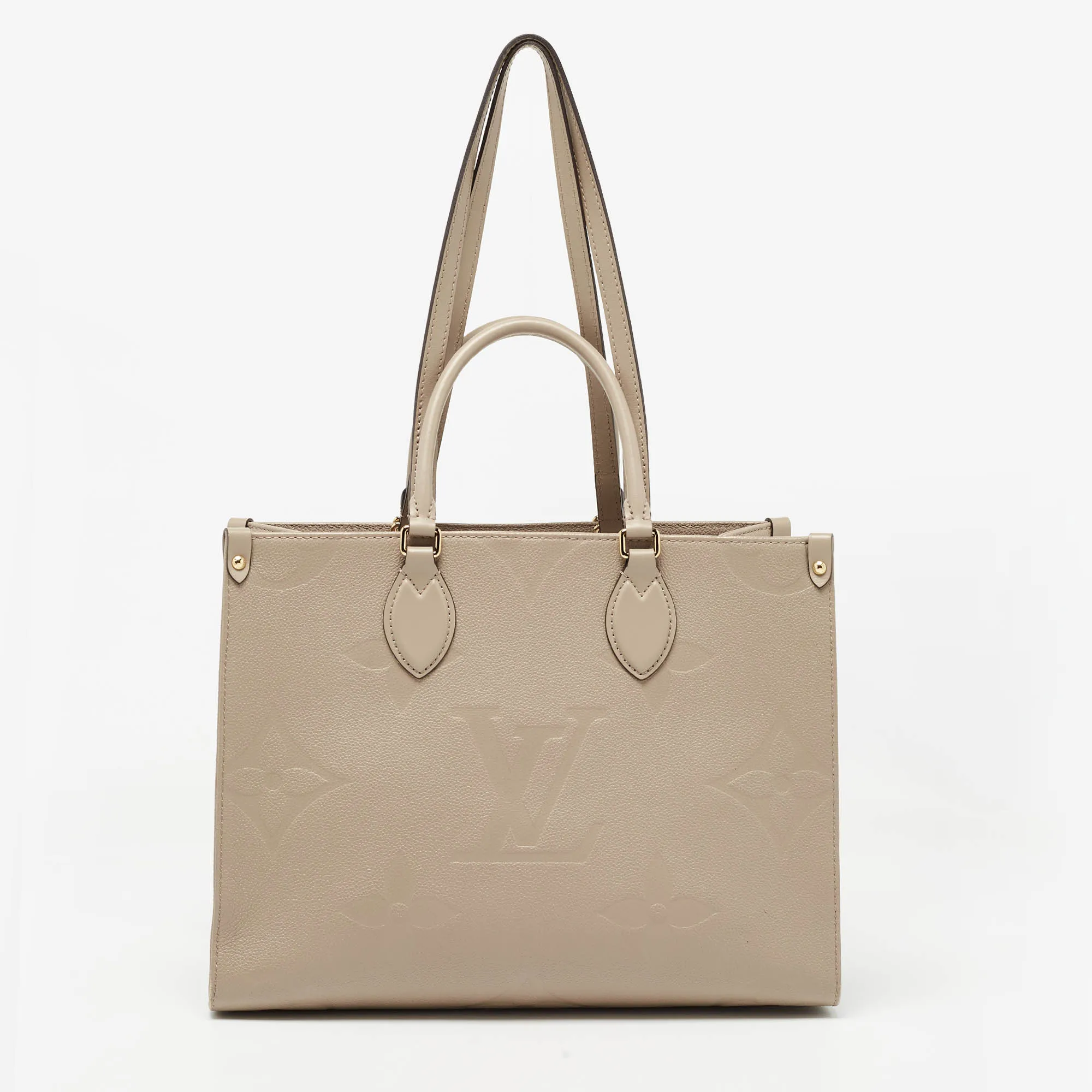 Beige Monogram Empriente Leather Giant Onthego MM Bag