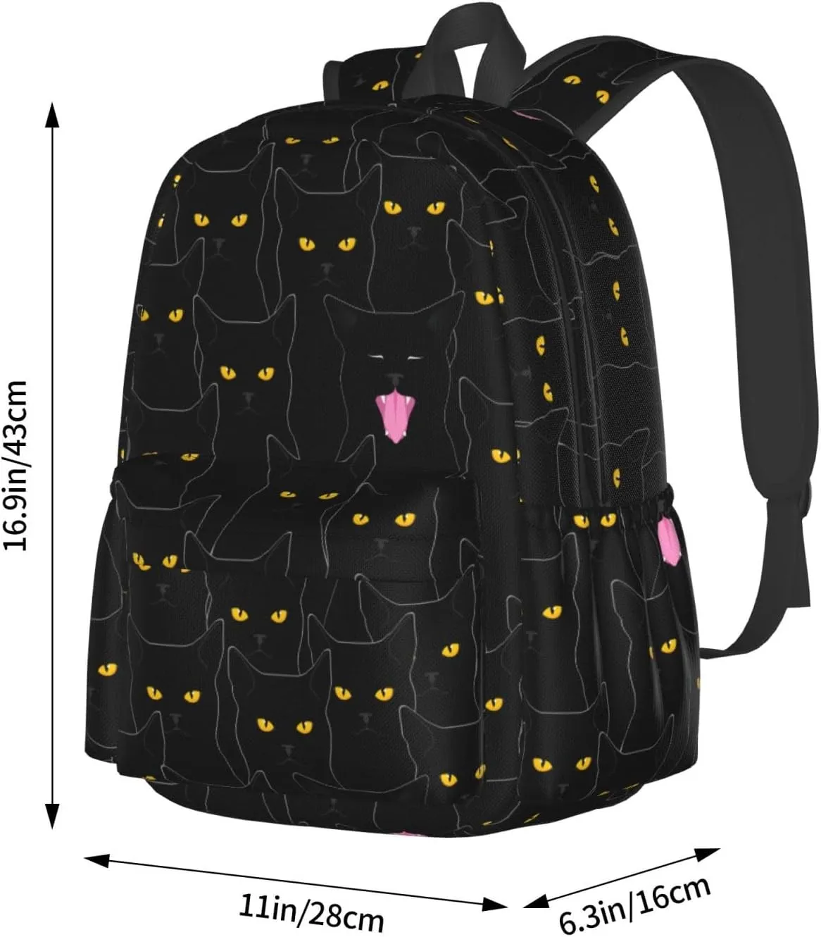 Black Cat Backpack Bookbag Laptop Backpacks Multipurpose Daypack for Boys Girls School Men Women Travel Hiking