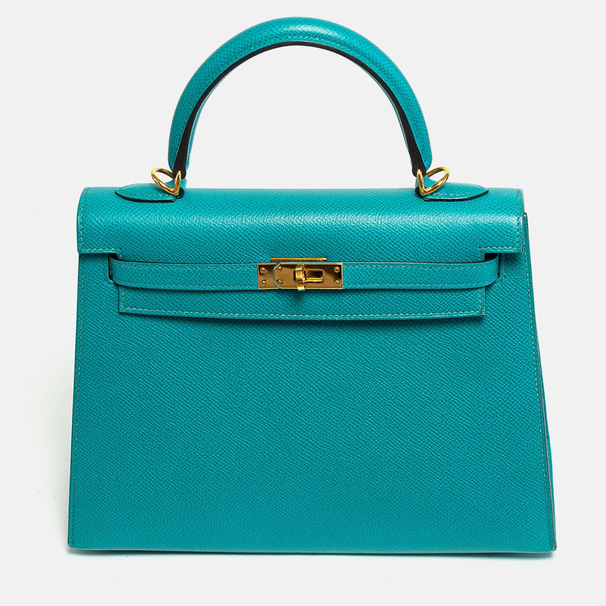 Bleu Paon Epsom Leather Kelly 25 Tote Bag
