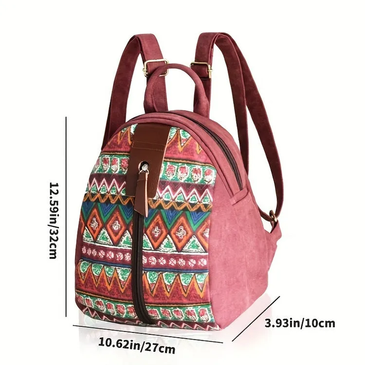 Boho Women's Canvas Backpack Purse Small Canvas Rucksack