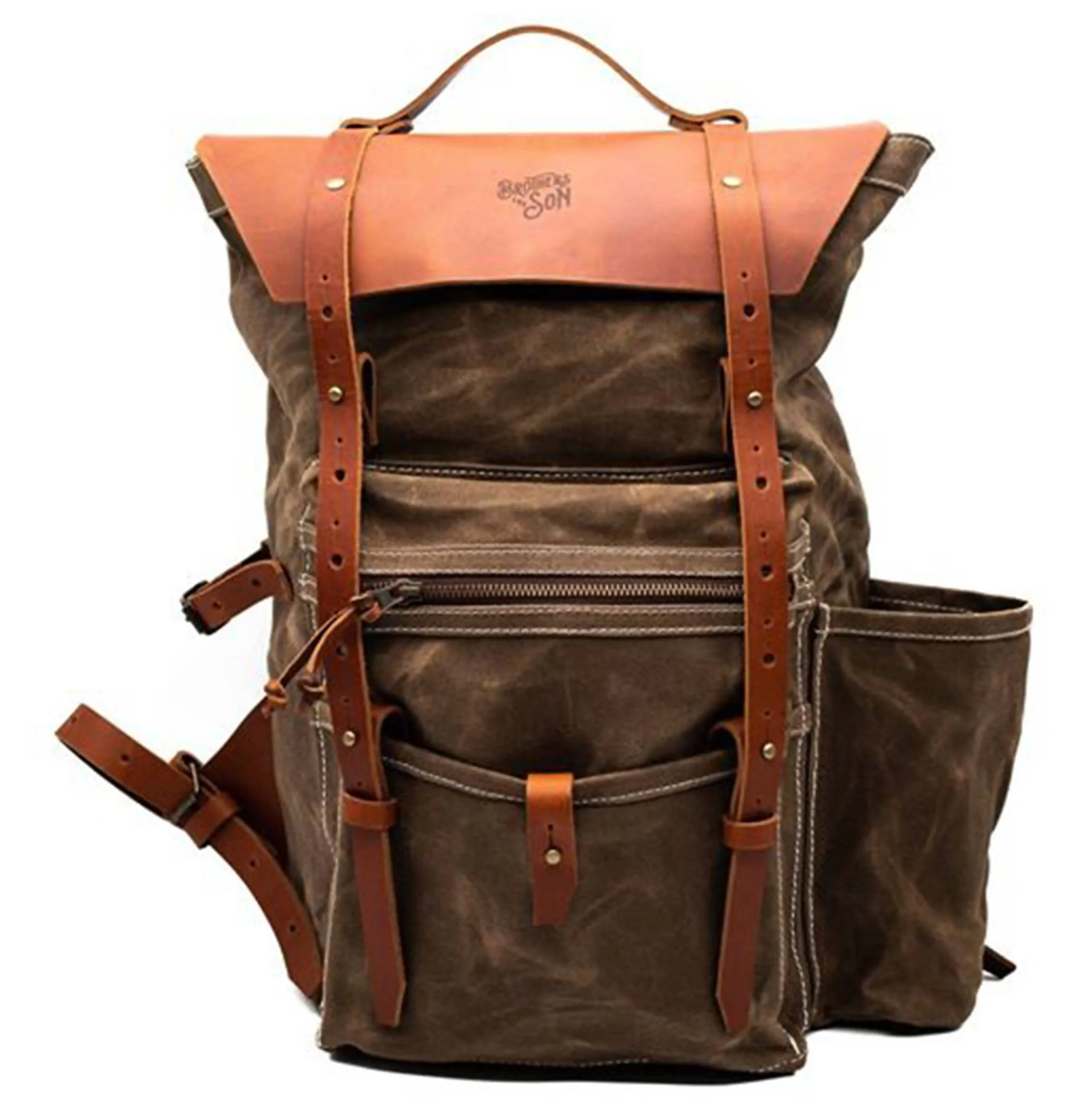 Brothers & Son The Wayfarer Aloe Green Canvas and Leather Backpack