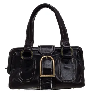 Brown Leather Buckle Satchel
