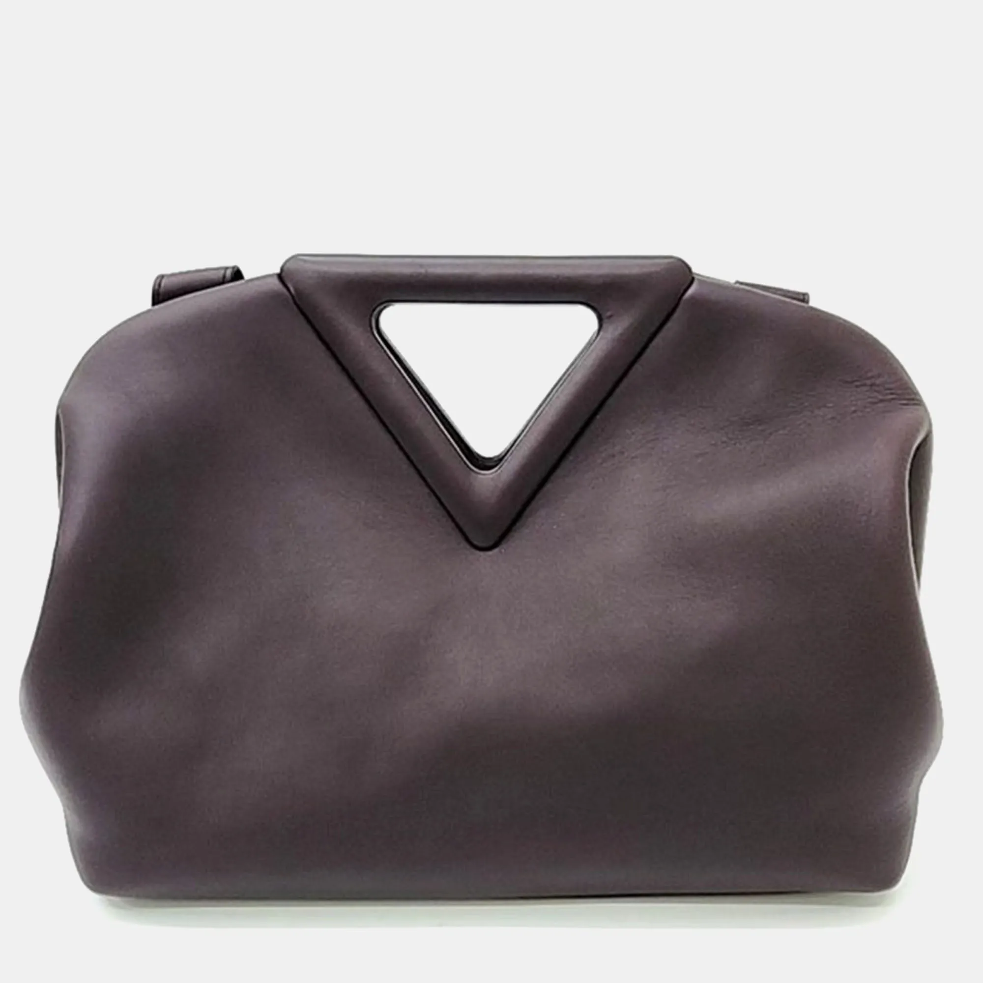 Brown Leather Point Medium Top Handle Bag