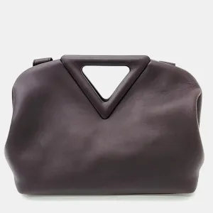 Brown Leather Point Medium Top Handle Bag