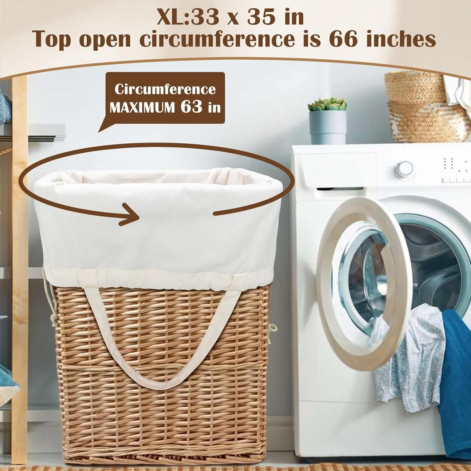 Canvas Laundry Bag, Thick Cotton Laundry Bag with Handles & Drawstring, Extra Large Heavy Duty Washable Basket Liner Hamper Liner for Travel, Camp, College (XL, 2 Pack)