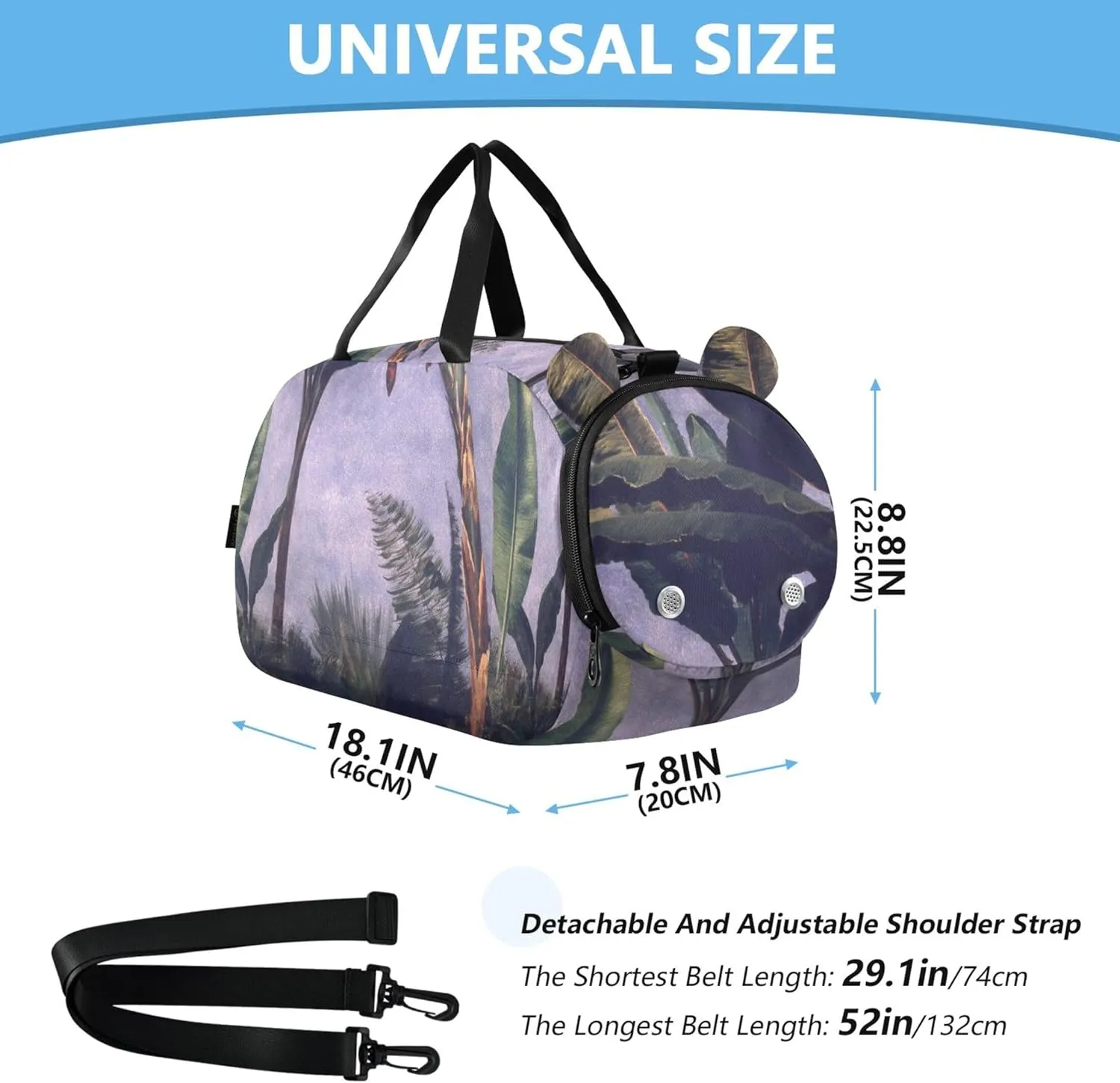 Carry on Duffel Bag Boys Banana Trees Albert Bierstadt Print Weekender Overnight Duffle Bags for Traveling Tote Luggage Kids Sports