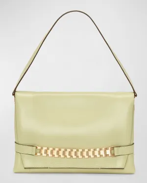 Chain Pouch Leather Shoulder Bag