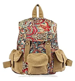 Chariot Trading Company Female Travel Backpack National Trend Canvas Backpack, Female Preppy