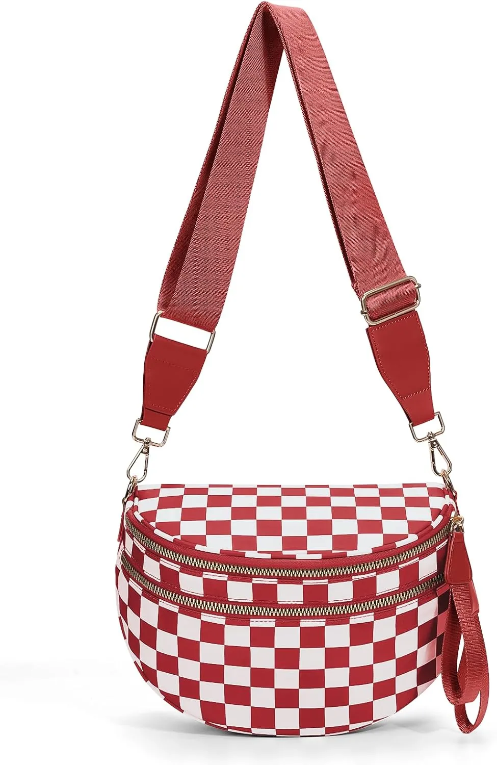 Checkered Crossbody Bum Bags for Women Nylon Checkered Purse Checkerboard Fanny Pack