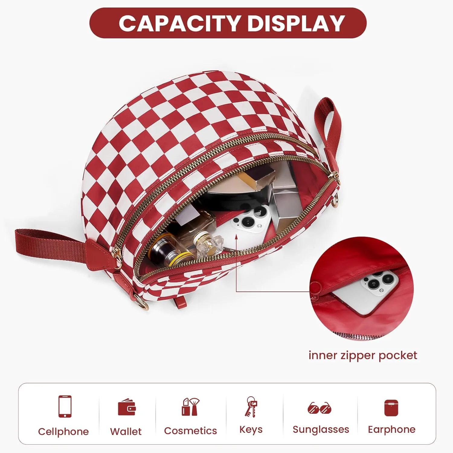 Checkered Crossbody Bum Bags for Women Nylon Checkered Purse Checkerboard Fanny Pack