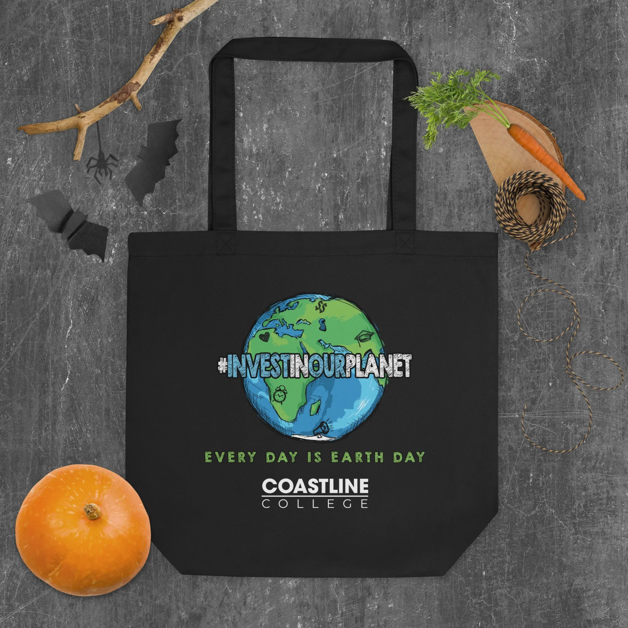 Coastline "Invest In Our Planet" Black Eco Tote Bag