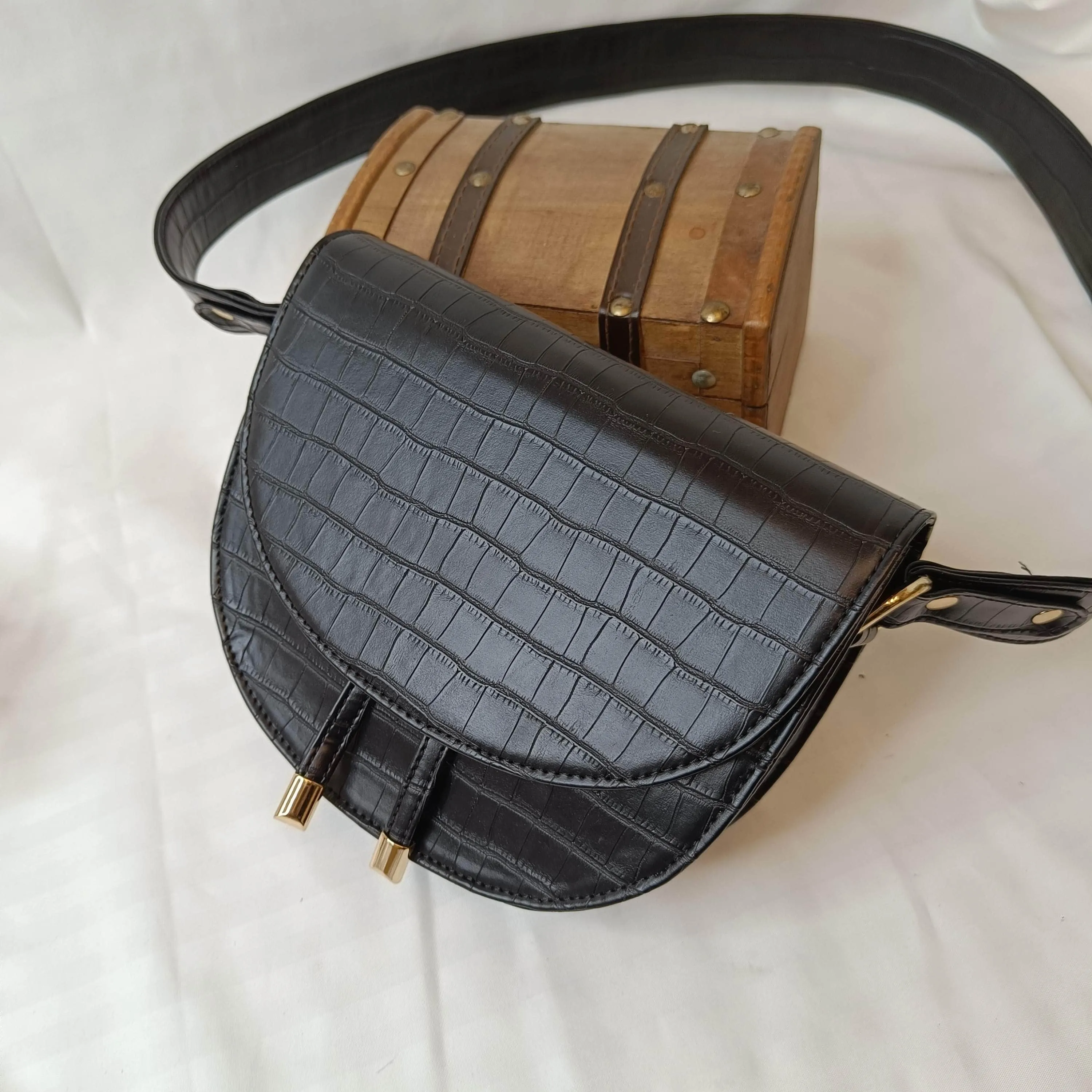 Croco Pattern Moon Sling Bag