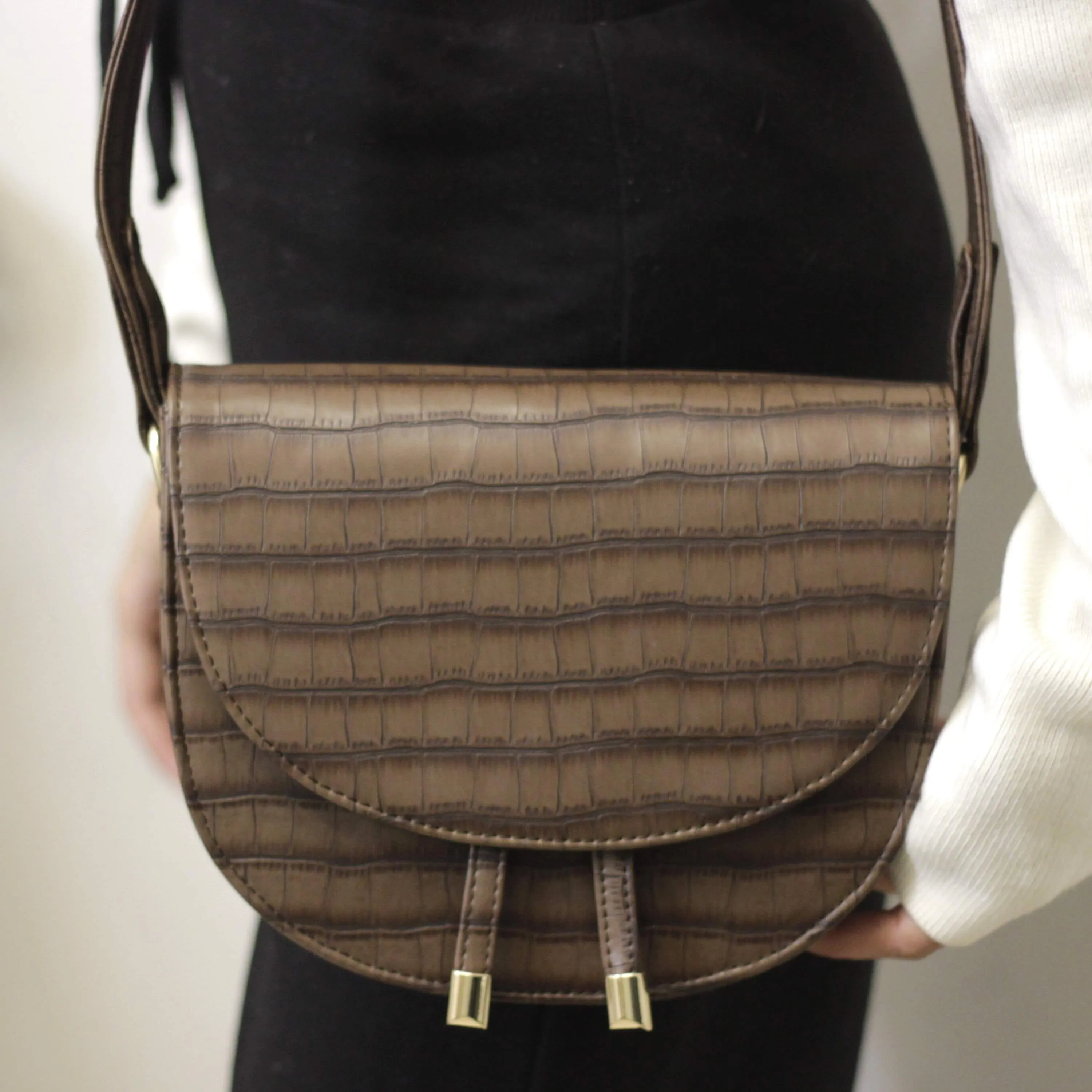 Croco Pattern Moon Sling Bag