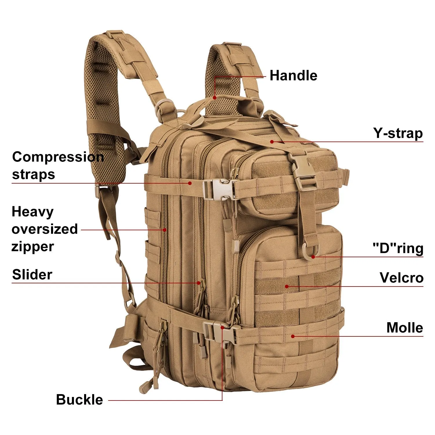 Crocox Military Tactical Backpack Molle Bag Rucksack Canvas Army Pouches Hiking