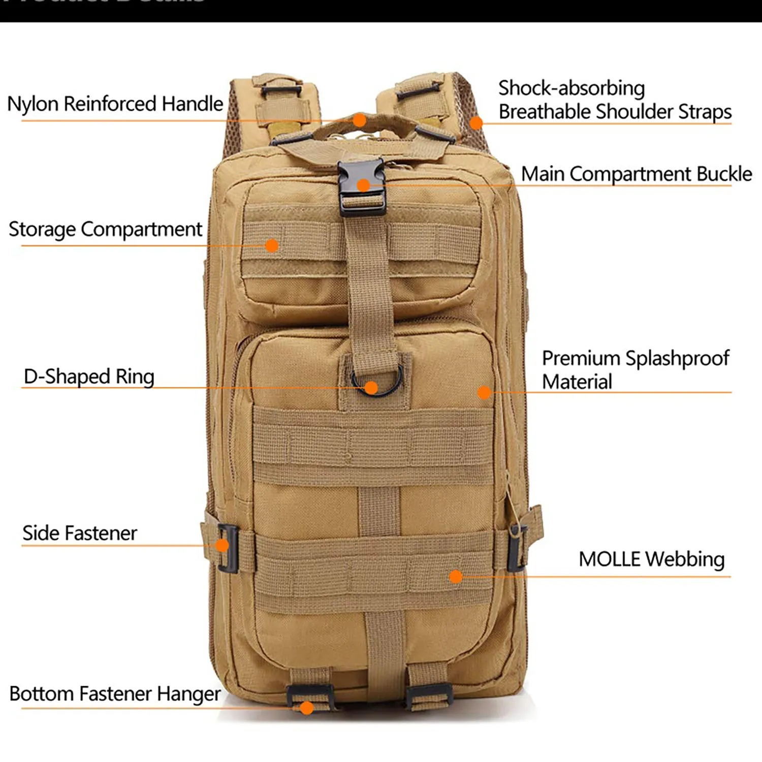 Crocox Military Tactical Backpack Molle Bag Rucksack Canvas Army Pouches Hiking
