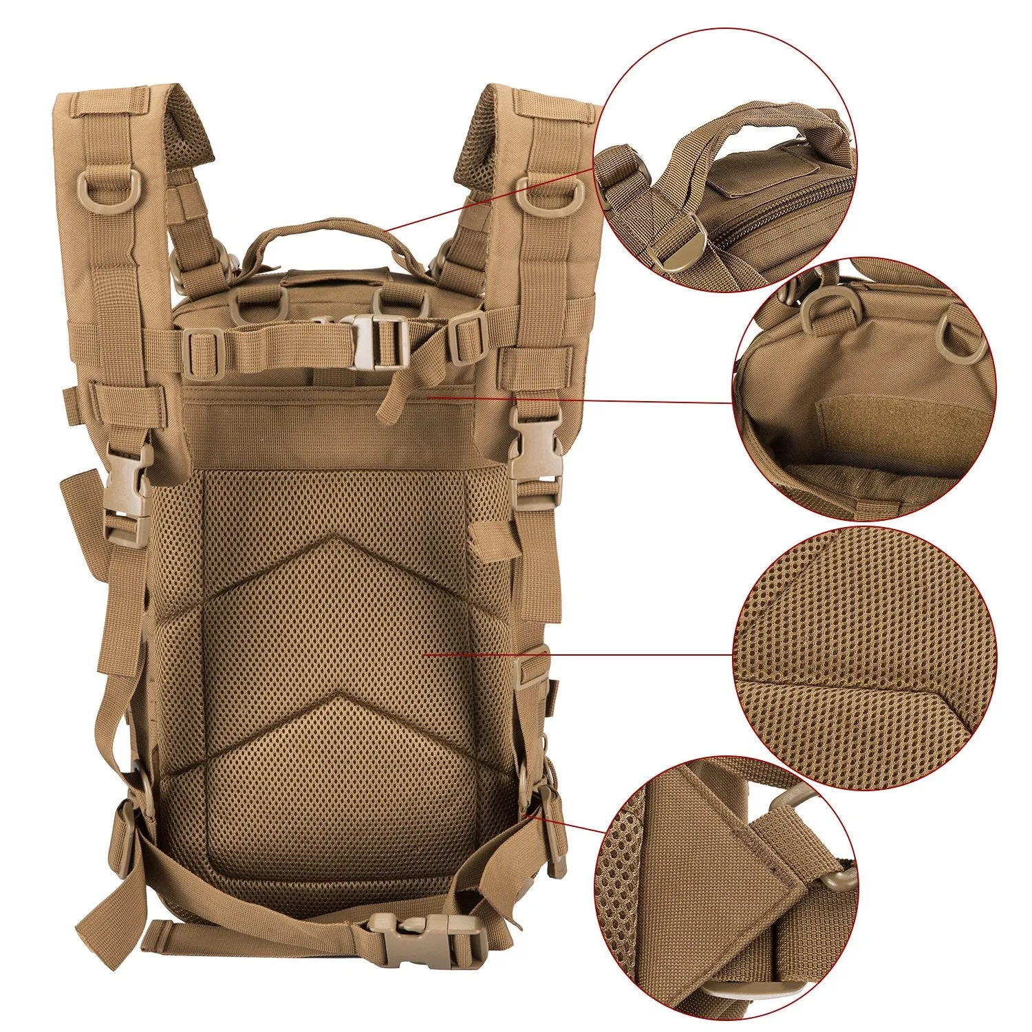 Crocox Military Tactical Backpack Molle Bag Rucksack Canvas Army Pouches Hiking