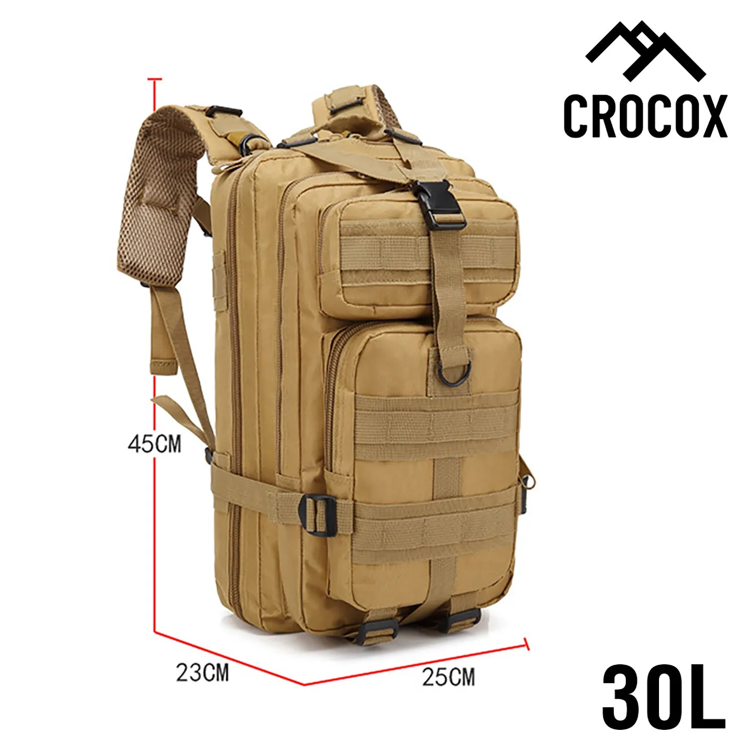 Crocox Military Tactical Backpack Molle Bag Rucksack Canvas Army Pouches Hiking
