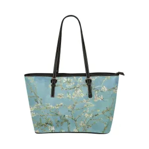 Custom Vegan Leather Tote Bag-Vintage Art, Vincent van Gogh: Almond Blossom