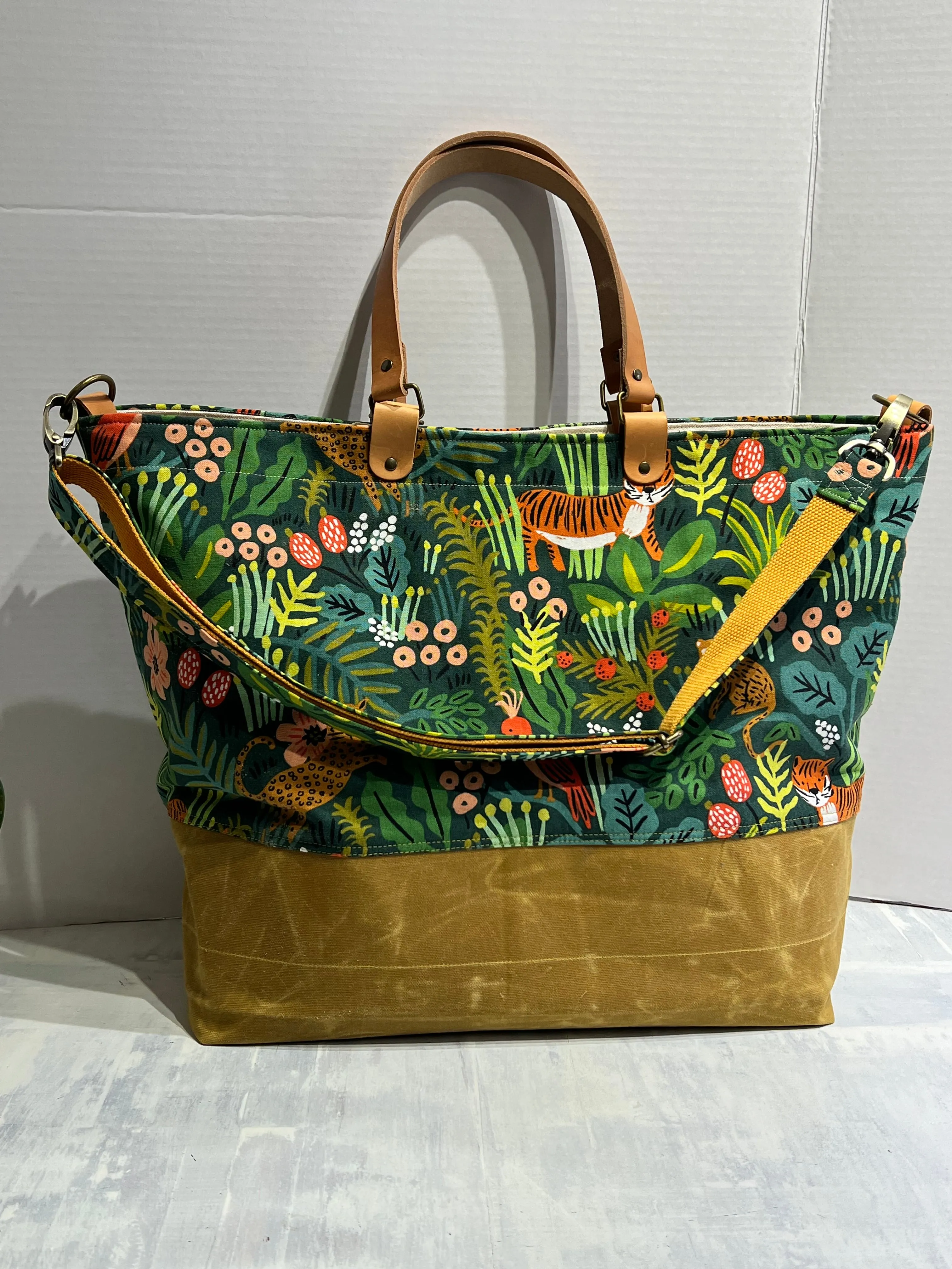 Customized Traveller Tote Set Rifle Paper Co Jungle Hunter, Hand Waxed Canvas