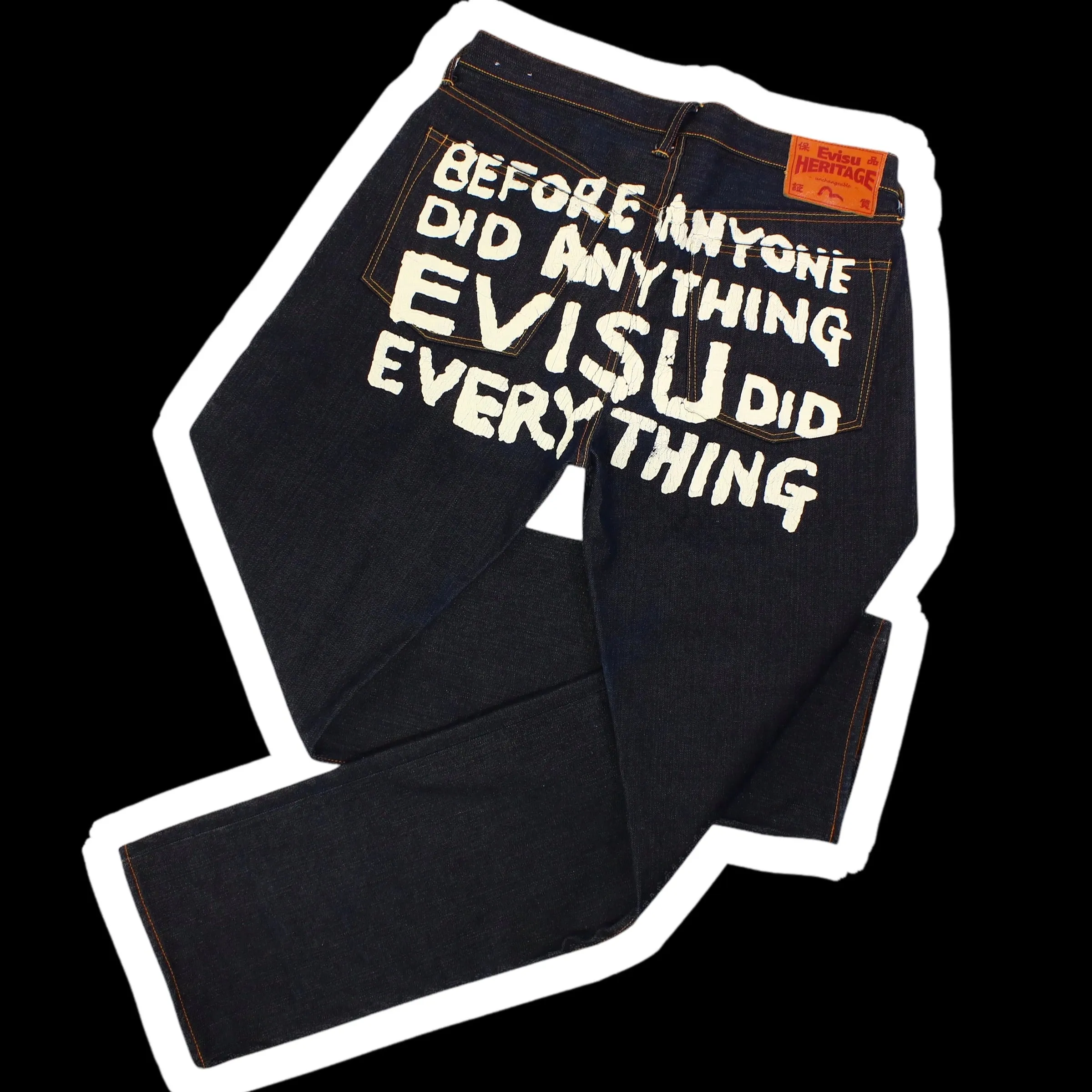 EVISU : ICONIC “EVISU DID IT” BACK PAINTED BAGGIE JEANS : 34