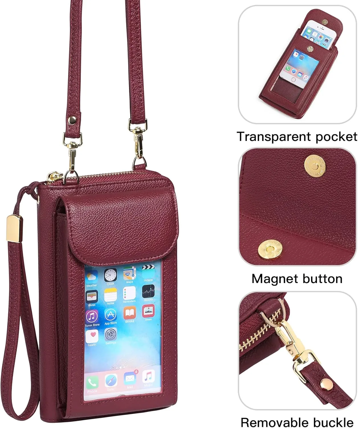 FALAN MULE Small Cell Phone Crossbody Bag Purse for Women, PU Leather Wallet Purse