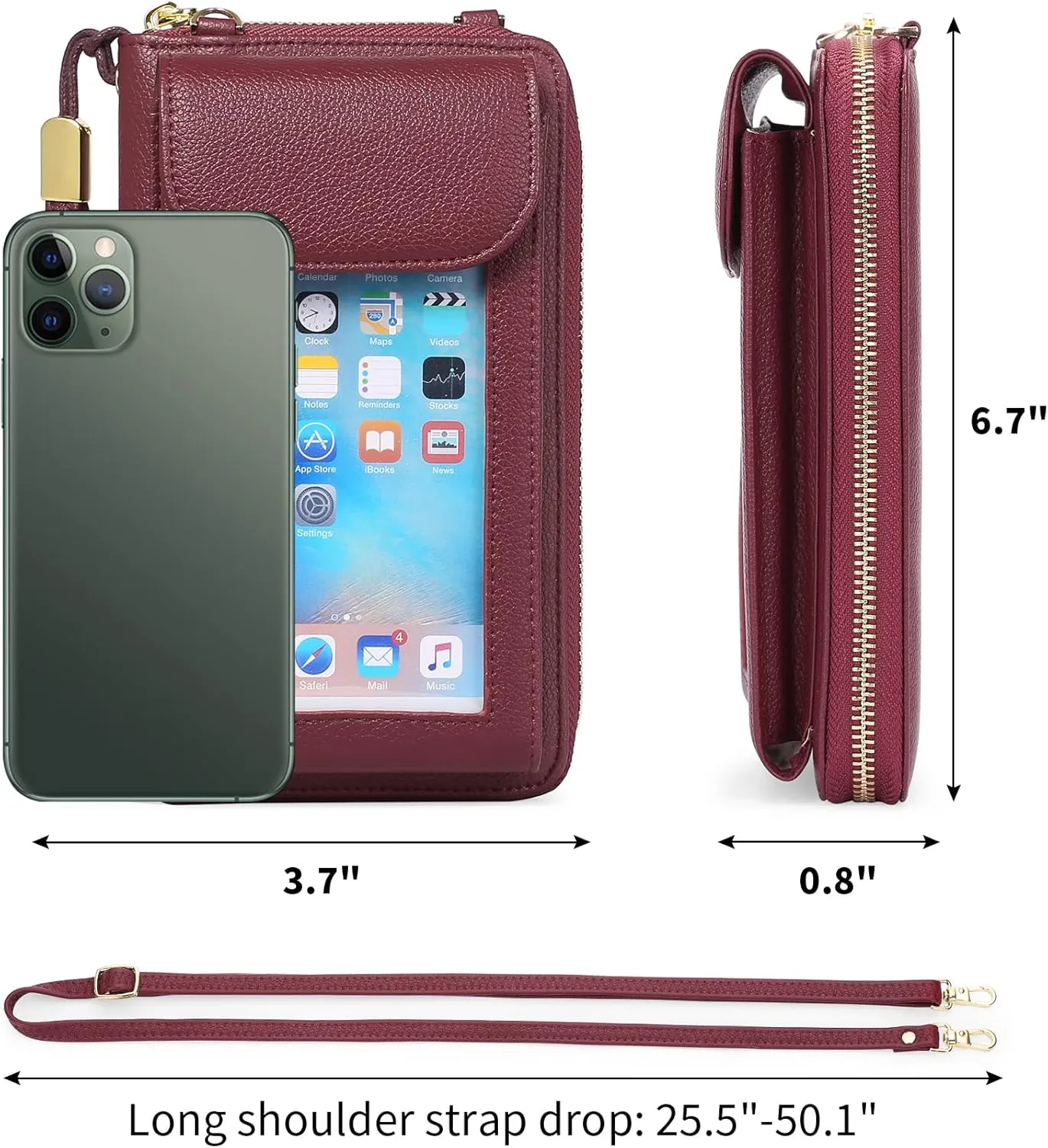 FALAN MULE Small Cell Phone Crossbody Bag Purse for Women, PU Leather Wallet Purse
