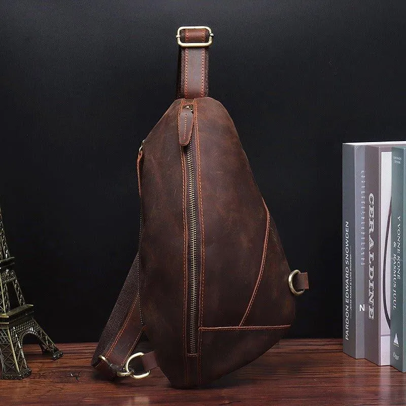 Genuine Leather Outdoor Sling Bag for Men