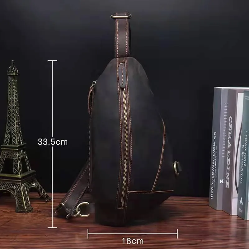 Genuine Leather Outdoor Sling Bag for Men