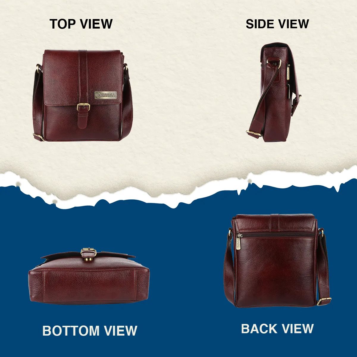 Genuine Leather Premium Sling Crossbody Bag For Men - 1 Year Warranty