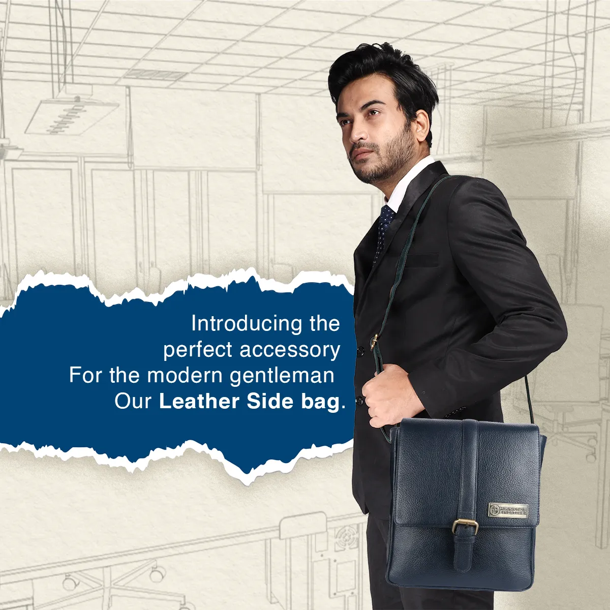 Genuine Leather Premium Sling Crossbody Bag For Men - 1 Year Warranty