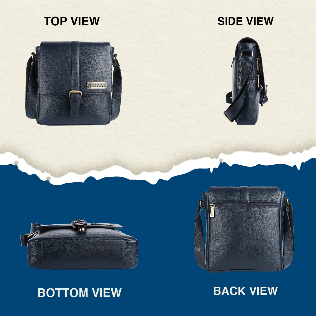 Genuine Leather Premium Sling Crossbody Bag For Men - 1 Year Warranty