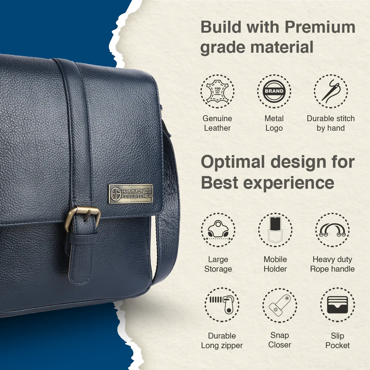 Genuine Leather Premium Sling Crossbody Bag For Men - 1 Year Warranty