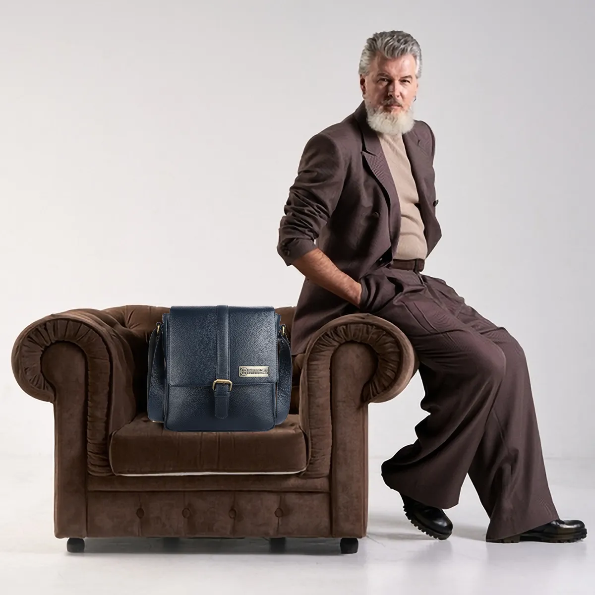 Genuine Leather Premium Sling Crossbody Bag For Men - 1 Year Warranty