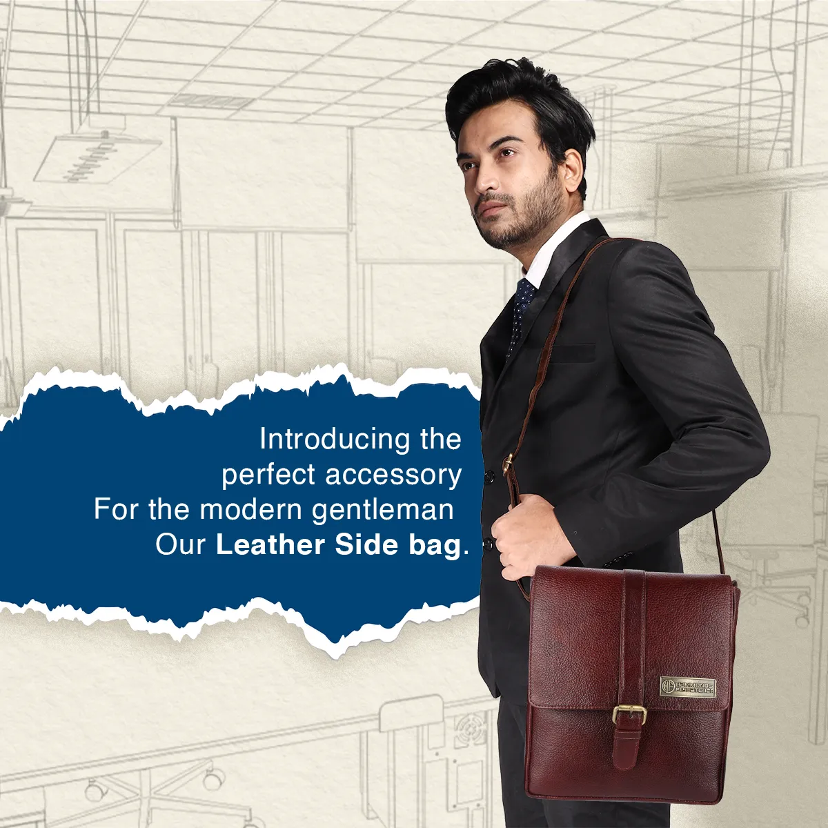 Genuine Leather Premium Sling Crossbody Bag For Men - 1 Year Warranty