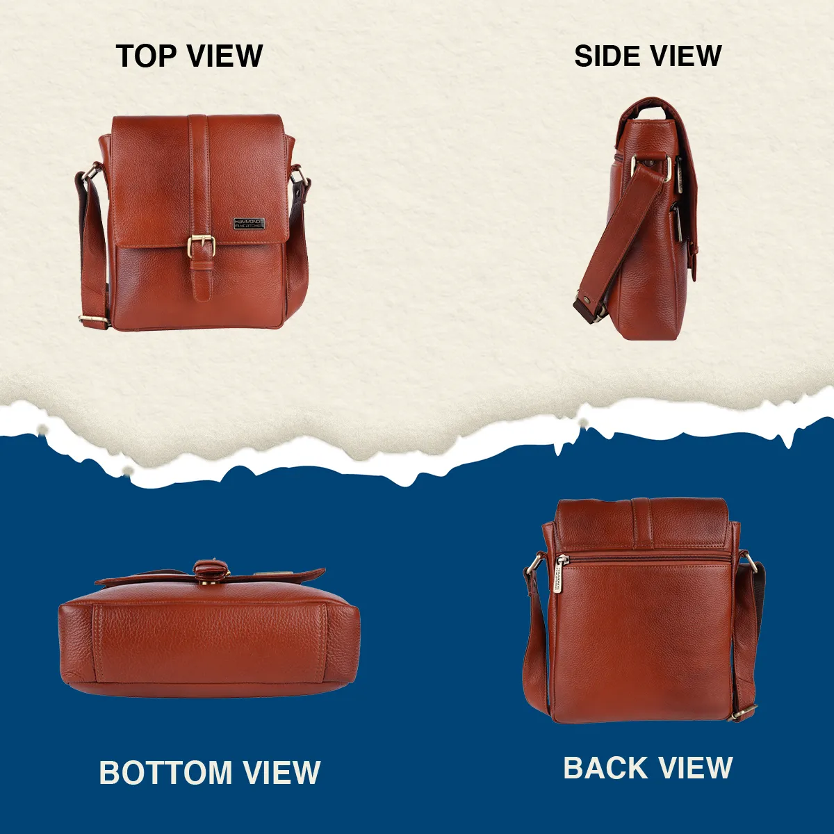 Genuine Leather Premium Sling Crossbody Bag For Men - 1 Year Warranty