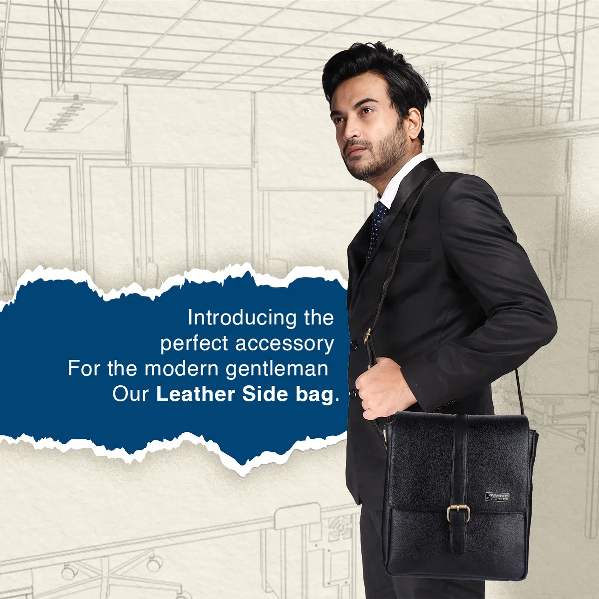 Genuine Leather Premium Sling Crossbody Bag For Men - 1 Year Warranty