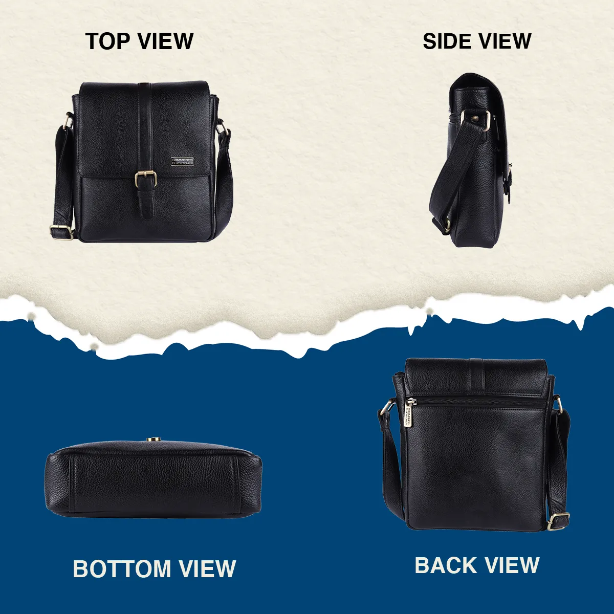 Genuine Leather Premium Sling Crossbody Bag For Men - 1 Year Warranty